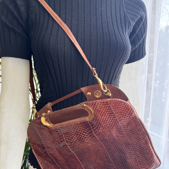 Vintage Birks Snakeskin Purse Handbag Shoulder suede leather  Designer 70's - Picture 2 of 16